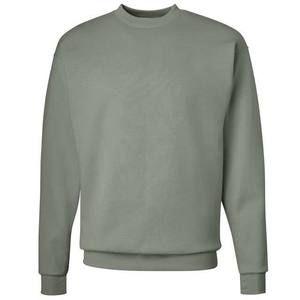 เสื้อสเวตเชิ้ตแขนยาวคอกลมสีเขียวอมเทาสำหรับผู้ชาย ผ้าฟลีซเรียบ  รับทำโลโก้ตามสั่ง  OEM ODM ขายส่งเสื้อผ้า - Product Image 1