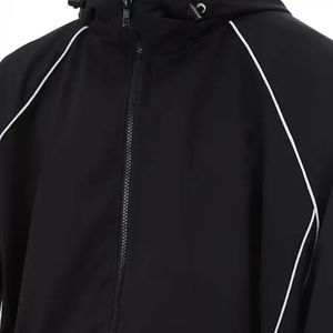 Veste matelassée unisexe noire à capuche avec fermeture éclair, coupe-vent, décontractée, pour l'hiver, coupe ample, en polyester polaire - Product Image 3