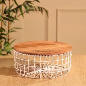 Paniers de rangement en fil d'acier et en bois en gros, bacs organisateurs grande capacité pour cuisine, garde-manger, placard et étagères - Product Image 3
