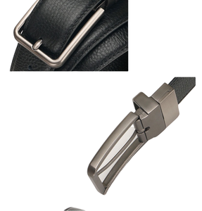 Ceintures en cuir véritable à boucle à ardillon réversible confortables à motif litchi de style nouveau pour hommes - Product Image 6
