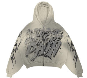 Nouveau Sweat à Capuche Zippé Homme Coupe Droite OEM 2026 avec Imprimé Graphique Graffiti Personnalisé Streetwear 100% Coton Printemps - Product Image 2