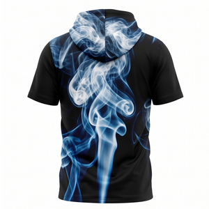 Autumn Streetwear Acid Washed Breathable <b>Short</b> <b>Sleeve</b> <b>Hoodies</b> <b>Men</b> Custom Screen Printing Cotton Blend Kangaroo Pockets Hooded - Product Image 2