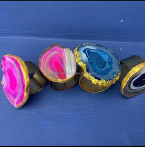 Anneau de serviette en AGATE rose, 1 pièce, décoration de TABLE - Product Image 1