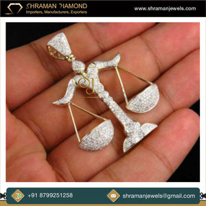 Elegant Trendy Luxury 10K <b>Solid</b> <b>Gold</b> Moissanite Diamond Iced Custom Balance Scale Unique Hip Hop Fine <b>Pendant</b> Necklace for Men - Product Image 2