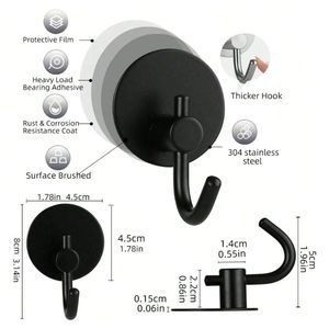 Self <b>Adhesive</b> Stainless Steel <b>Hooks</b> Black Color Wall Hanging for Bathroom Towel <b>Hooks</b> Stick for Bathroom Bathroom Towel Hanging - Product Image 6