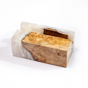 Porta Tarjetas de Visita de Diseño Único en Madera y Resina, Color Blanco Resina, Madera de Alta Calidad, Porta Notas y Tarjetas de Presentación de FWE - Product Image 3