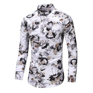 Chemise à manches longues pour homme RNSHANGER, grande taille 7XL, imprimée, style plage, décontractée, coupe slim, tendance, printemps et automne - Product Image 1