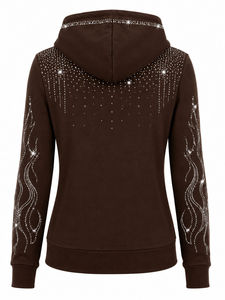 Sudadera con Capucha de Invierno Personalizada Marrón con Pedrería para Mujer y Hombre, Sudadera Pesada con Mangas de Cristal y Diamantes, Envío Rápido - Product Image 3