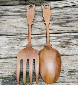 Ensemble cuillère et fourchette en bois poli à la main, design rétro, couverts durables pour le camping, best-seller - Product Image 6