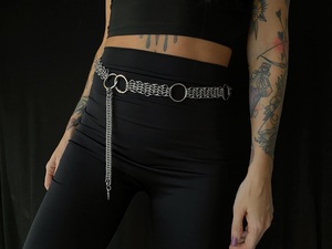 Ceinture en maille d'acier inoxydable avec anneaux en O, plaquée argent, style armure, chaîne épaisse, accessoire de taille tendance - Product Image 3