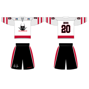 Conjunto de Jersey de Hockey sobre Hielo Silverbacks, Negro, Rojo y Blanco, Sublimado, Cuello en V, Manga Larga, Absorbe la Humedad, Ropa Deportiva para Hombre Adulto - Product Image 4