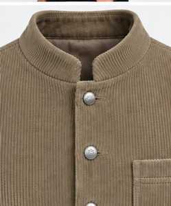 Chaleco de pana para hombre con cuello mandarín, cierre de botones y manga larga - Product Image 6