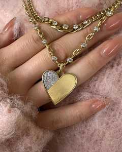 Pendentif Cœur en Diamant de Laboratoire Unique, Gravé, Demi-Texturé, Pavé, Mat, pour Usage Quotidien, en Or Massif 10K 14K 18K - Product Image 2