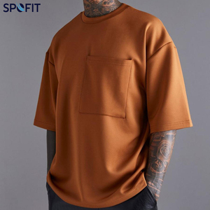 Camiseta Deportiva para Hombre, 7900, 180g, Tela de Rizo Estampada, con Bolsillo, Corte Holgado, Talla Grande, Transpirable, Cuello Redondo - Product Image 2
