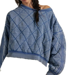 Sudaderas con cuello redondo de algodón grueso con efecto vintage, pedrería y bordados, estilo oversize, para invierno - Product Image 5