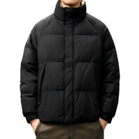 Veste matelassée décontractée pour homme, noire, de haute qualité, à col montant, imperméable, respirante, zippée, chaude, avec logo frontal