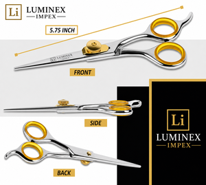 Ciseaux droits pour gauchers NYBL-55 de 5,5 pouces, JAPON, acier 440C, tranchants, dureté 58-59HRC, manche en acier inoxydable, ciseaux de barbier, cheveux, 28 - Product Image 3