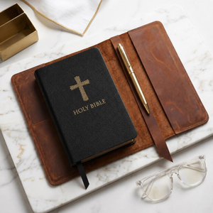 Housse de Bible en cuir pleine fleur rustique personnalisée, faite à la main, gravée sur mesure, cadeau chrétien pour hommes et femmes - Product Image 3