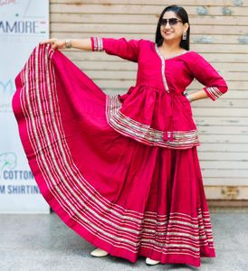 Peplum Kediya Chaniya Choli de seda romana pura con encaje decorativo y falda amplia de nueve metros para mujer, talla XXL - Product Image 3