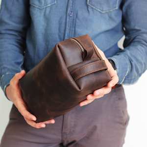 Genuine Leather Toiletry Bag <b>Mens</b> Dopp <b>Kit</b> Travel <b>Shaving</b> Wash Bag Grooming <b>Kit</b> Organizer Wholesale Supplier TYG-0254 - Product Image 1