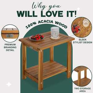 Mesa Auxiliar de Patio de Madera Adirondack, Mueble Decorativo Rectangular Rústico - Product Image 4