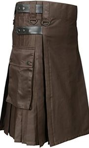 Kilt utilitaire écossais marron TRE pour hommes avec poches cargo |   Style des Highlands |   Accessoire musical - Product Image 2