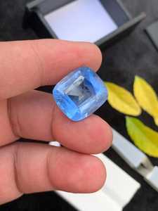 Aigue-marine bleue naturelle taille coussin facettée, pierre précieuse non montée 2,00 carats, certifiée par un tiers, pierre de naissance de mars, pour la fabrication de bijoux - Product Image 1