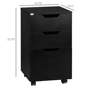 Mobiletto Portadocumenti Nero a 3 Cassetti con Ruote, Supporto per Stampante, Armadietto Verticale per Archiviazione - Product Image 3
