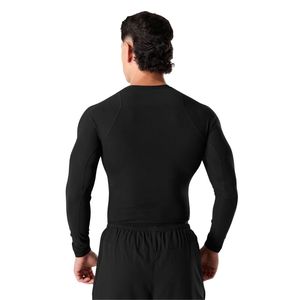 Men's Black Compression Long Sleeve T-Shirt Moisture Premium Athletic Base <b>Layer</b> Training Running Gym Fitness <b>Top</b> - Product Image 4