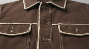 Blouson en cuir marron pour homme, style motard, brodé, réversible, boutonné sur le devant, avec poignets matelassés et poches poitrine, idéal pour l'automne - Product Image 5