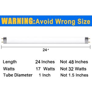 Lot de 8 tubes fluorescents F17T8/841 de 24 pouces, 17 watts, 2 pieds, droits, 4100K, blanc froid, 1400 lumens, G13, économie d'énergie - Product Image 2