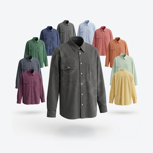 Camisa de Vestir de Manga Larga a Rayas con Diseño Personalizado Transpirable, Camisa de Trabajo con Botones, Mezcla de Algodón, Corte Entallado, Camisa de Vestir Formal - Product Image 1