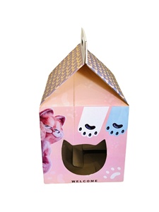 Gratte-chat en carton ivoire matériaux recyclés écologiques pour la maison OEM boîte carrée portable abri pour chat facile à assembler pour animal de compagnie - Product Image 2