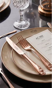 Ensemble de couverts plaqués or rose, finition miroir, avec motif floral, cuillère à dîner à long manche, ensemble haut de gamme pour mariage, hôtel et fête - Product Image 2