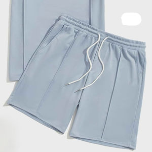 Ensemble de jogging d'été pour homme de qualité supérieure, deux pièces, décontracté, sweat-shirt patchwork à manches courtes et short - Product Image 6