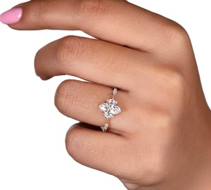 Bague de mariage de créateur en or massif 10K 14K 18K, certifiée IGI, clarté DEF VS VVS, motif floral filigrané, diamants de laboratoire taille marquise et ronde - Product Image 2