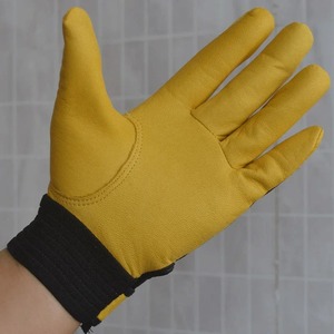 Men's Full Finger Tactical Gloves With Reflective Stripe Adjustable Wrist <b>Strap</b> Leather Outdoor Protection - Product Image 4
