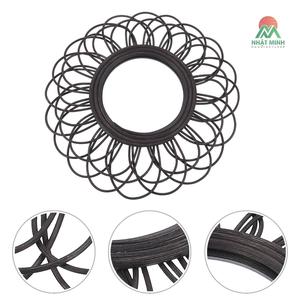 Vintage Rattan Wall <b>Mirror</b> for Decor Black Composite Material <b>Compact</b> Size 1pc - Product Image 5