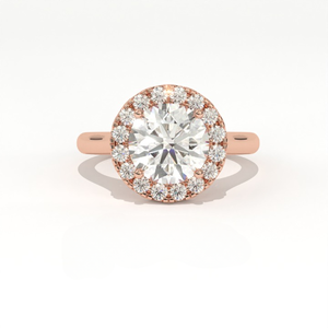 แหวนหมั้นเพชรทรงกลมเจียระไนแบบบริลเลียนท์ 14K ทองคำ ประดับด้วยเพชรแล็บโกรว์ รุ่น Aarinya Solstice of Golden Radiance Halo - Product Image 3