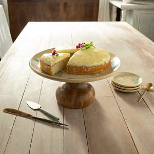 2023 Craftsy Home Diseño personalizado Estilo caliente Soporte para servir pasteles de madera de acacia con parte superior esmaltada y base de madera - Product Image 5