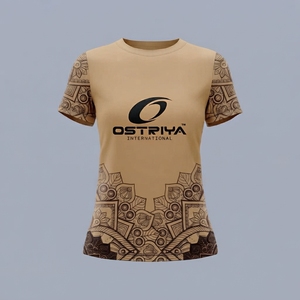 Camiseta de Mujer con Diseño Tribal, Transpirable y Ligera, de Manga Corta, Cuello Redondo, Colores Sólidos, de Secado Rápido - Product Image 1