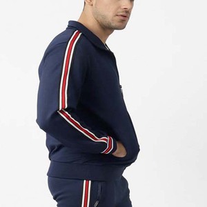 Survêtement bleu marine pour homme, fermeture éclair intégrale, col rabattu, coupe sportive, polyester, vêtement d'automne avec poches latérales - Product Image 3