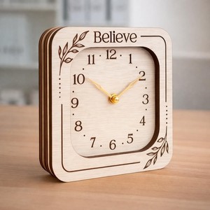 Bamboo Wood Eco-Friendly Desk <b>Clock</b> Square Modern Design Wholesale Moradabad - Product Image 1