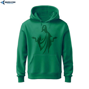 Sweat-shirt à capuche vert pour homme DAIZEN STAR, en polaire polyester, décontracté, coupe classique, avec poche avant, grande taille - Product Image 1
