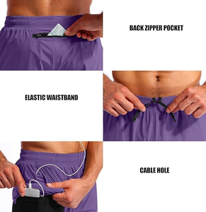 Shorts de sport pour hommes en tissu respirant, coupe ajustée, style streetwear, avec logo personnalisé, pour entraînement et tenue décontractée - Product Image 5