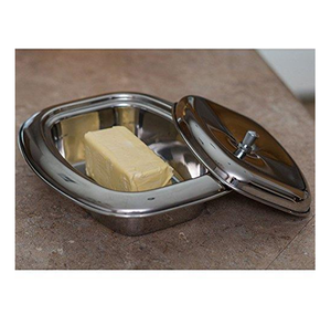 JANNAT EXPORT - Tapa de Lujo para Mantequillera Plateada con Hebilla en Forma de B - Acabado Elegante Tipo Espejo, Hecha a Mano, Ecológica, de Acero Inoxidable - Product Image 4