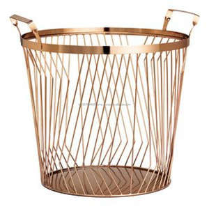 Suministro en línea Cesta de almacenamiento de bebidas Acabado en oro rosa Gran oferta Cubo de alambre Cesta de almacenamiento de alta calidad y estante Precio de Venta caliente - Product Image 1