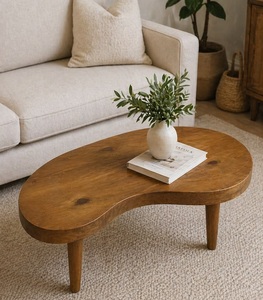 Irregular Wood Coffee <b>Table</b> Midcentury Modern Handmade Living Room Furniture Solid Wood Design - Product Image 1