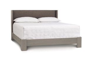 Modern Upholstered Wingback <b>Bed</b> <b>Frame</b> Solid Wood Weathered Grey Oak Finish Hotel Bedroom Furniture - Product Image 3