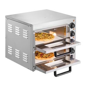 Forno Elettrico Commerciale a Doppio Strato da 14 Pollici in Acciaio Inossidabile per Pizza, da Banco, con Maniglia in Pietra Multiuso per Tostare e Cuocere - Product Image 6